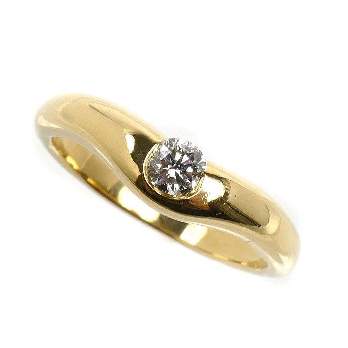 TIFFANY&Co. ティファニー K18YG イエローゴールド カーブドバンド リング・指輪 ダイヤモンド 10.5号 4.0g レディース 中古
