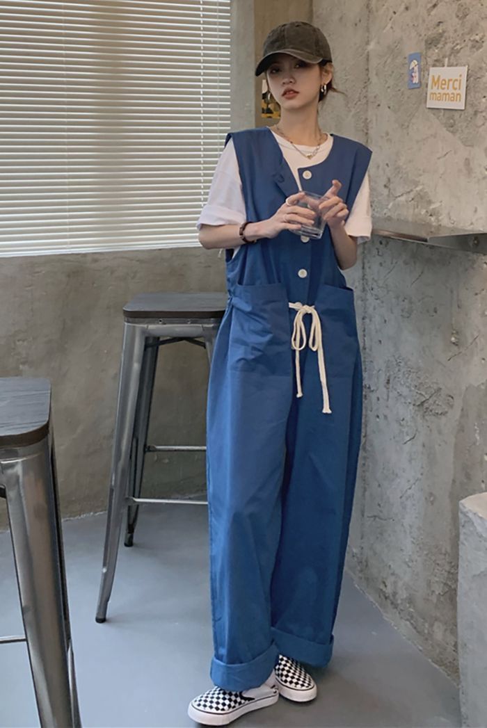 サロペット レディース ボトムス ノースリーブ ゆったり オールインワン オーバーオール つなぎ サロぺ パンツ コンビネゾン 体型カバー 大きいサイズ 大人 抜け感 リラックス カジュアル 9分丈 ワイド ワイドシル#wzqnm
