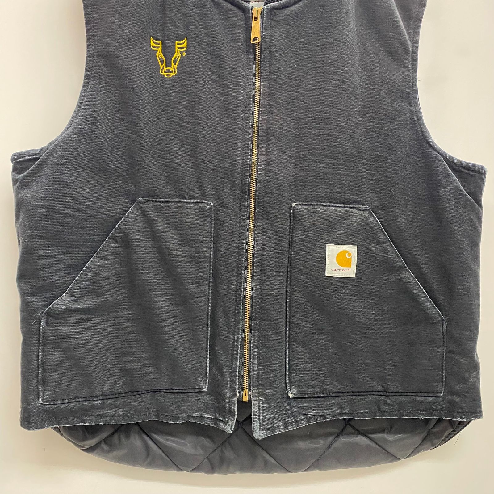 カーハート Carhartt 02年製 USA製 ダック 中綿ベスト ベスト ブラック