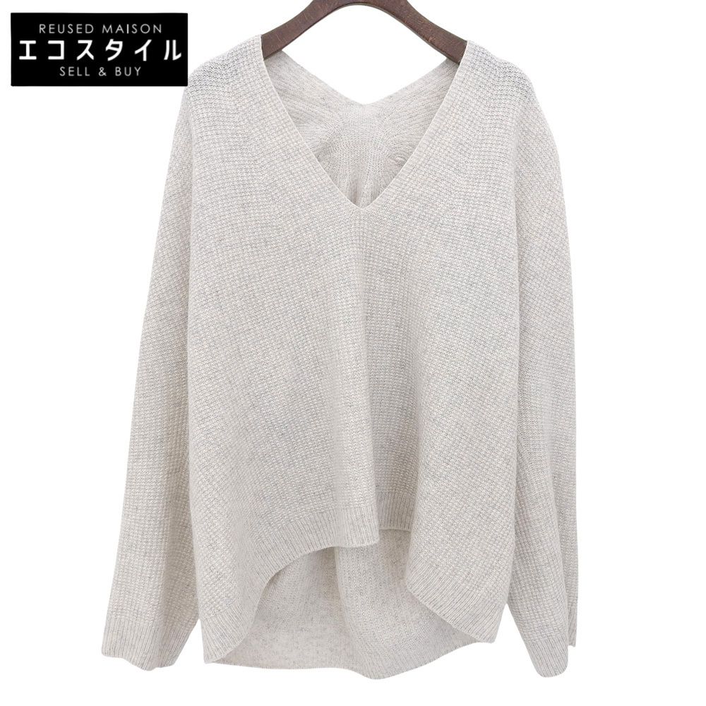 Drawing Numbers　ドローイングナンバーズ　美品 ウール×カシミヤ スリットVホールニット トップス レディース ベージュ 38 DNZ1052305A0009　38
