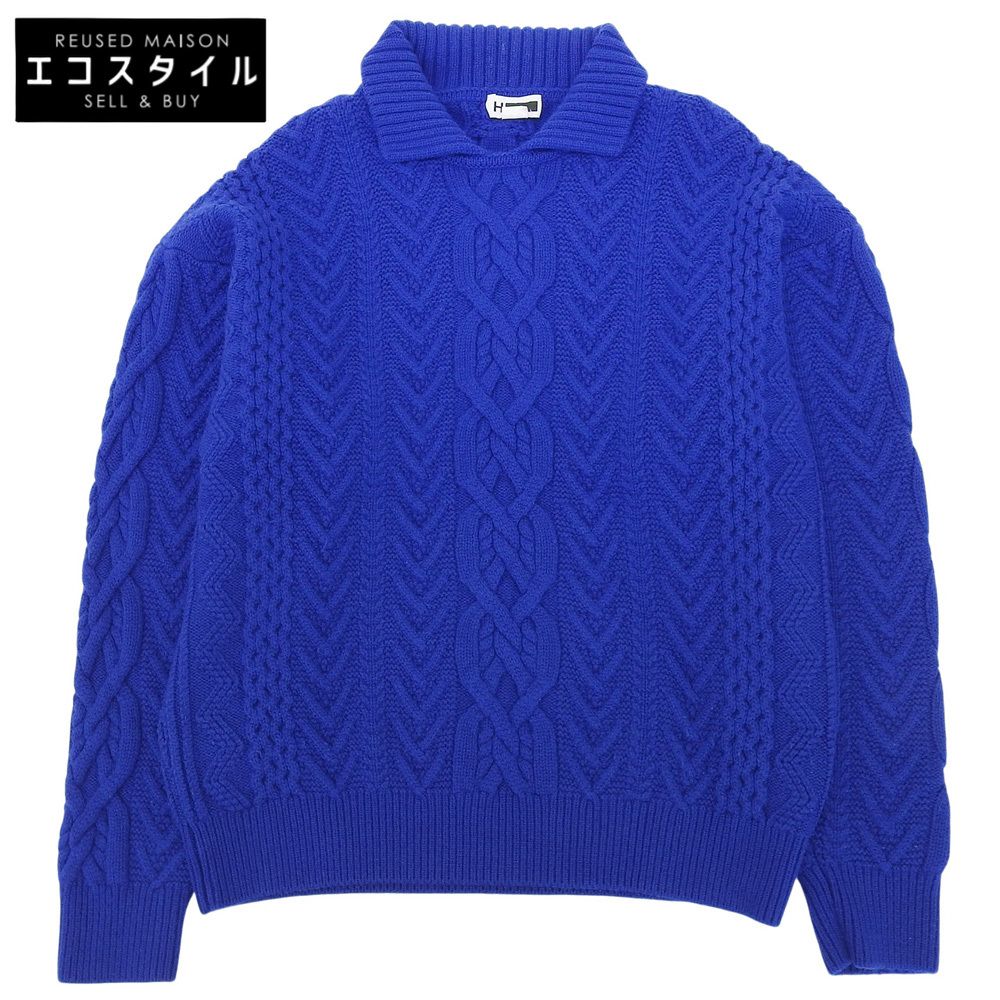 H BEAUTY&YOUTH エイチビューティー&ユース カシミヤ混 フィッシャーマンニット トップス メンズ ブルー S S