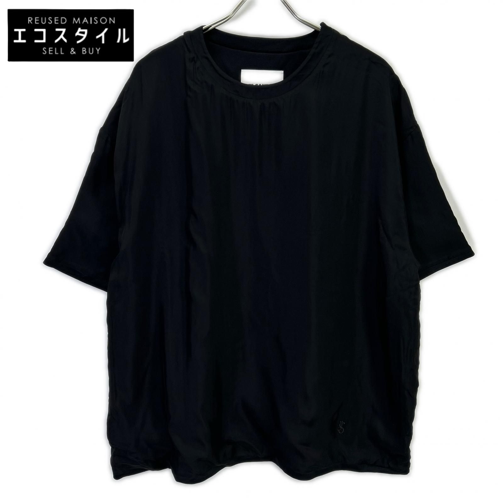 JIL SANDER　ジルサンダー　24SS ブラック ショルダージップ 半袖 Tシャツ　S