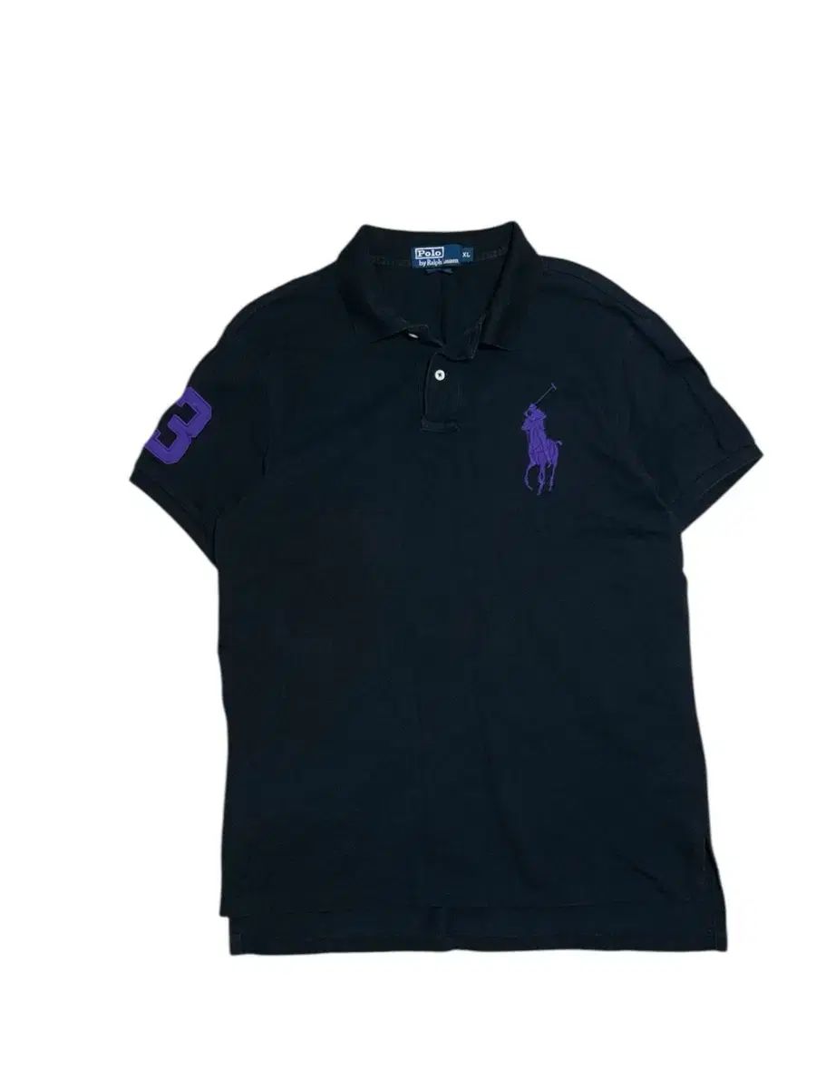 POLO RALPH LAUREN ビックポニー ブラック パープル 半袖 カラーTシャツ
