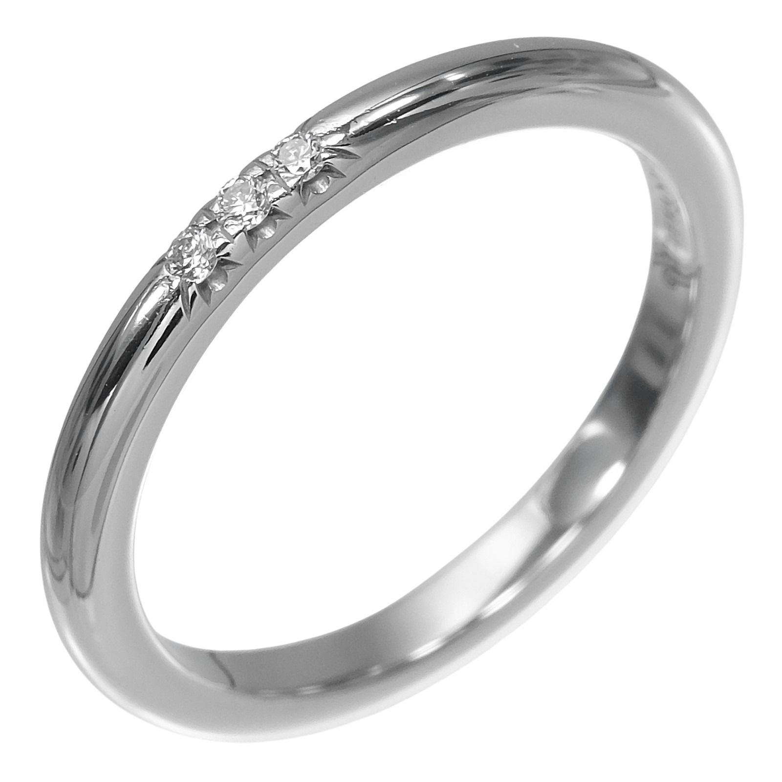 【TIFFANY&Co.】ティファニー フォーエバー クラシックバンド Pt950プラチナ×3Pダイヤモンド 7.5号 レディース 3.22g リング・指輪