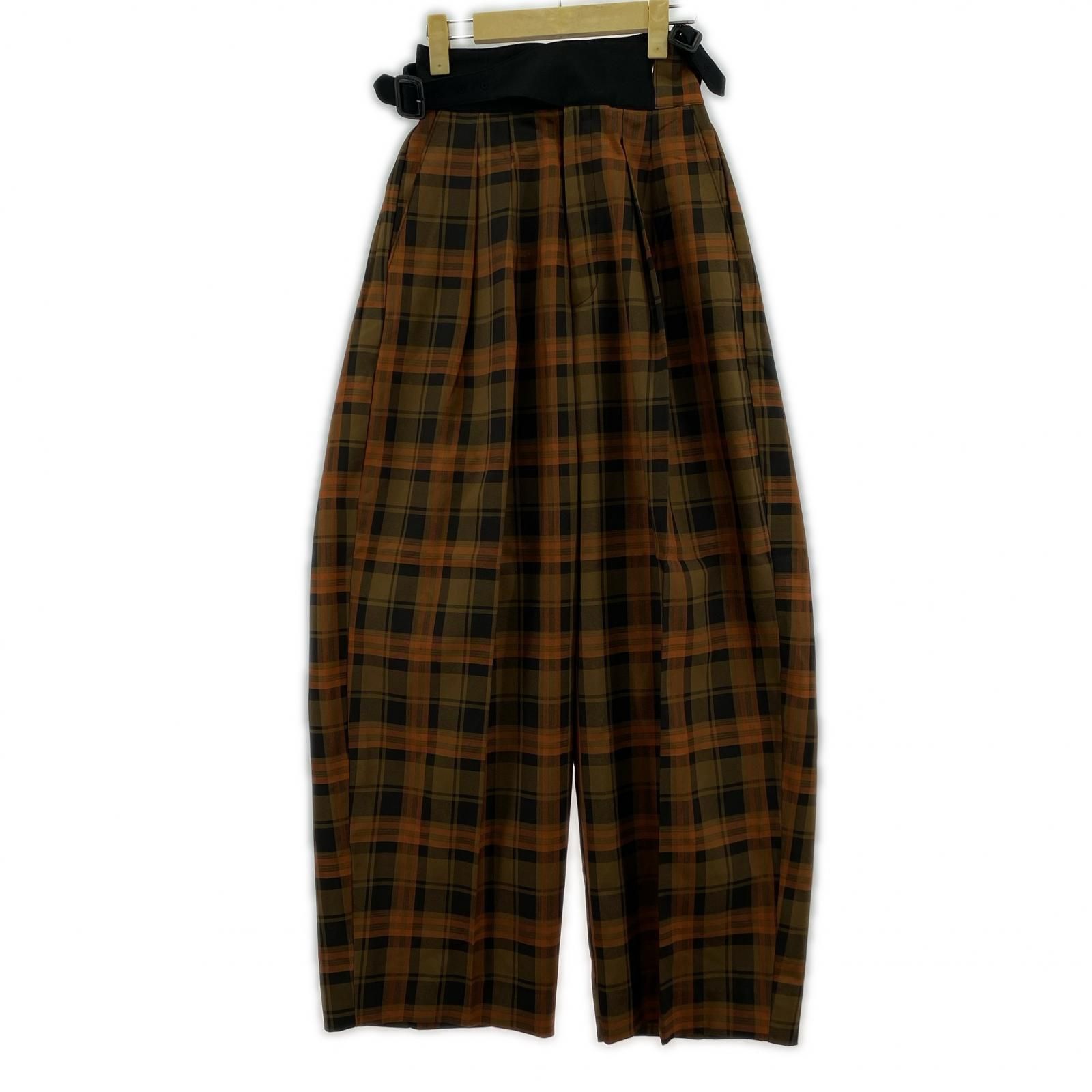 美品 TRANOL トラノイ タグ付き チェック柄パンツ size1/ブラウン系