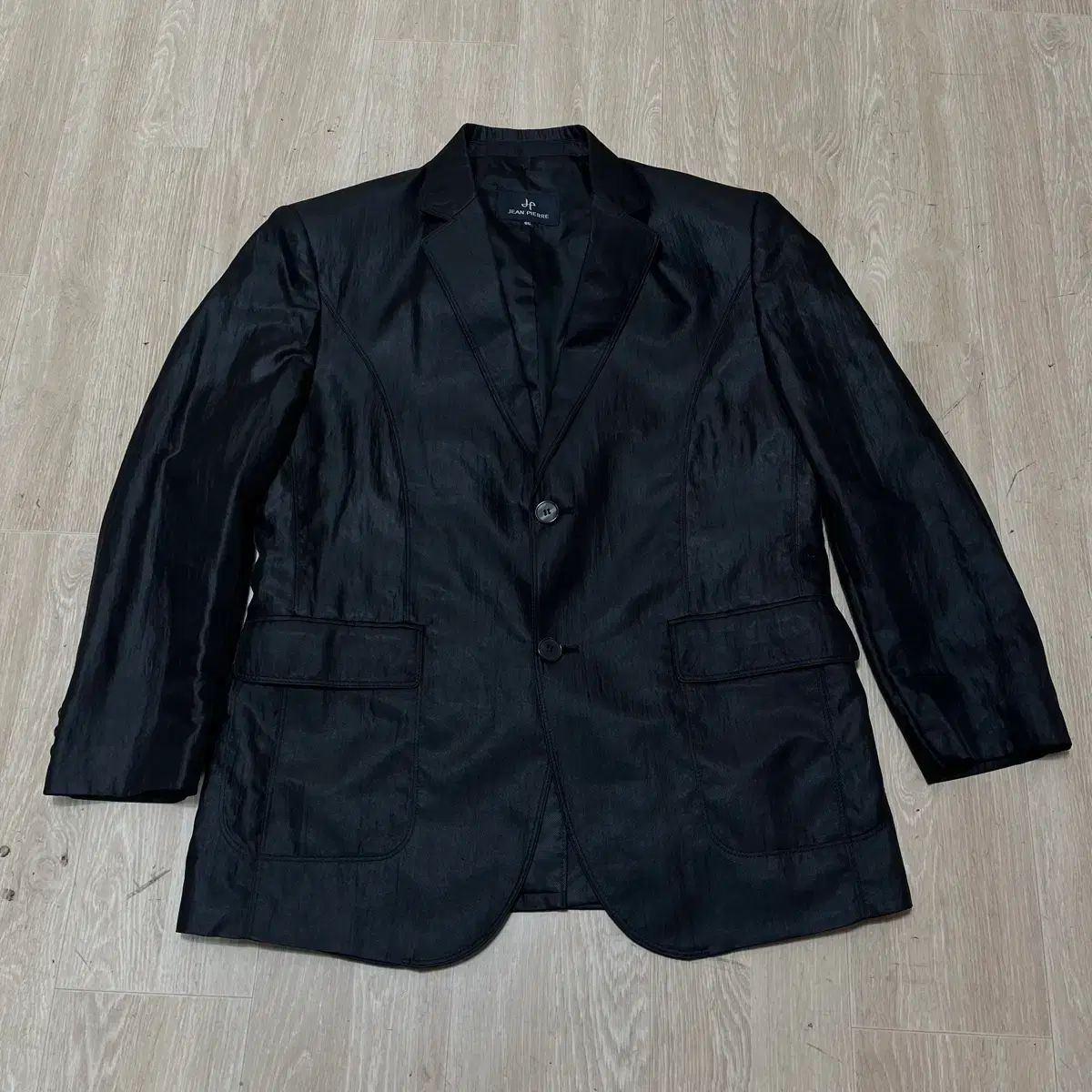 JEAN PIERRE メンズ ブラック コーティング ブレーザー ジャケット M/95