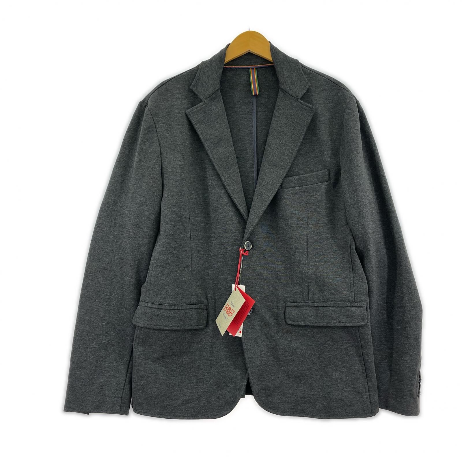 美品 BOB ボブ タグ付き イタリア製 カットソー素材ジャケット size52/ダークグレー