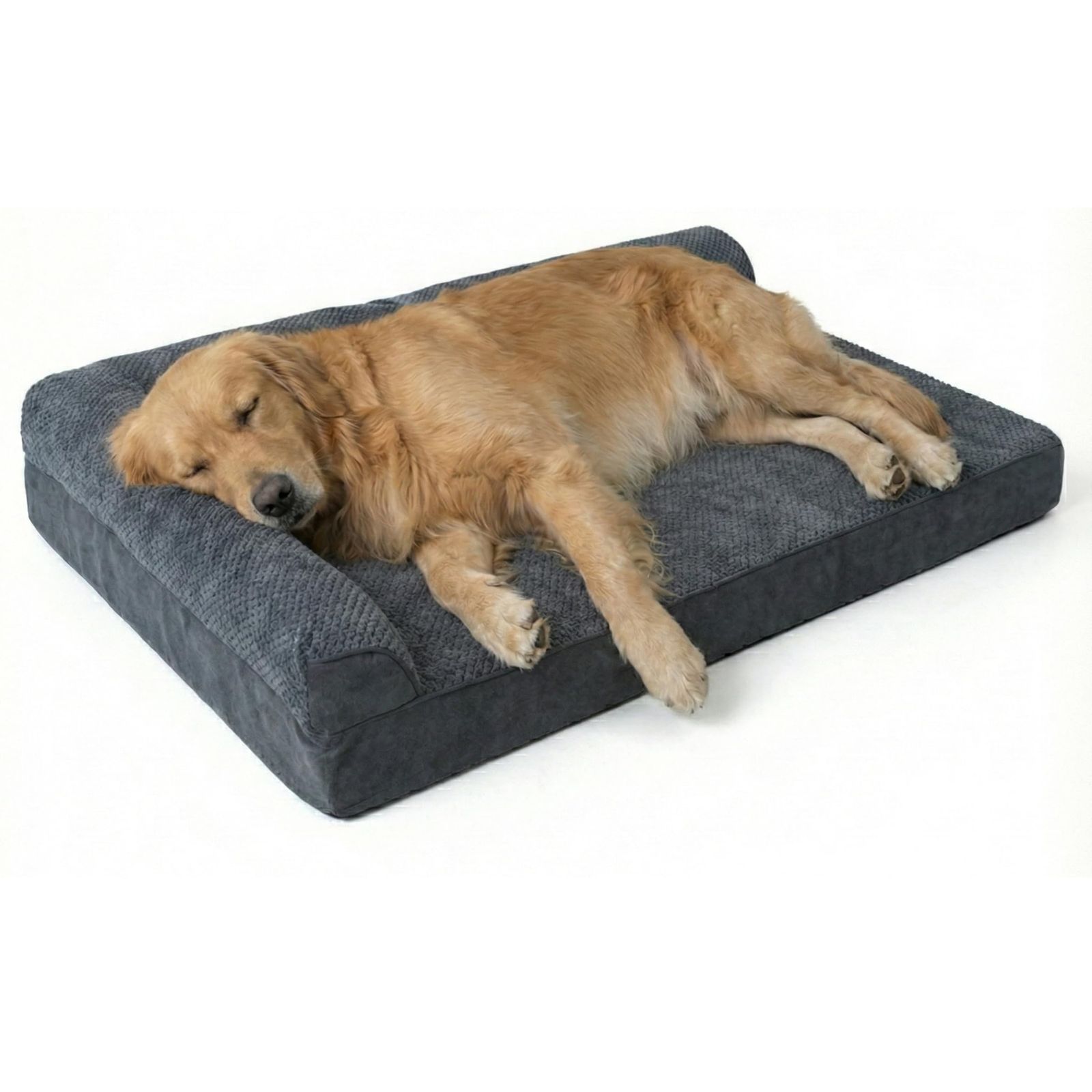 【万博出展ブランド】犬用ベッド [カバー取り外しOKで清潔]ペットベッド 滑り止め付き あご乗せ枕でリラックス 小型犬 中型犬 大型犬 犬 猫 ベッド ペットマット (L字型, チャコールグレー, XL)as f9d2e31a