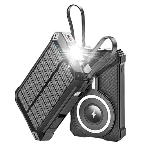 【2026新登場&MagSafe・ソーラー両対応】CHUDA ソーラー 15000mAh大容量 MagSafe対応 3台同時充電 15Wワイヤレス充電&20W急速充電 ケーブル内蔵 Type-C入出力兼用 LEDライト付き コンパクト 軽量 b40c38ae