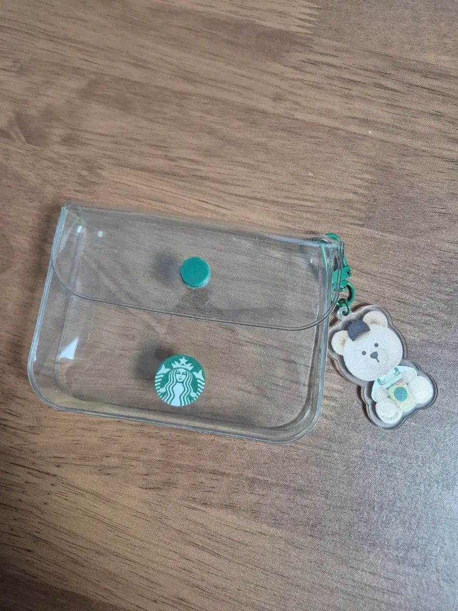 スターバックス クリア カードウォレット ポーチ + ベアリスタ キーホルダー
