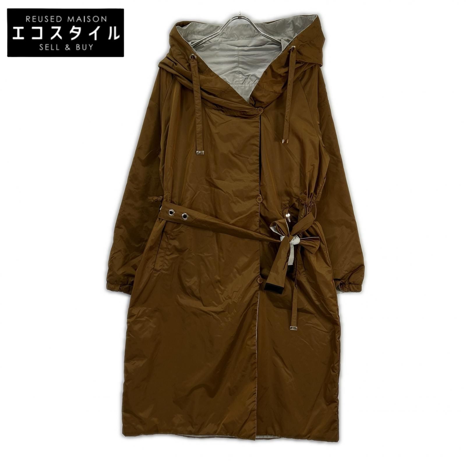 Max Mara　マックスマーラ　マスタード×グレージュ 902113076 リバーシブル ナイロンフーディコート　40