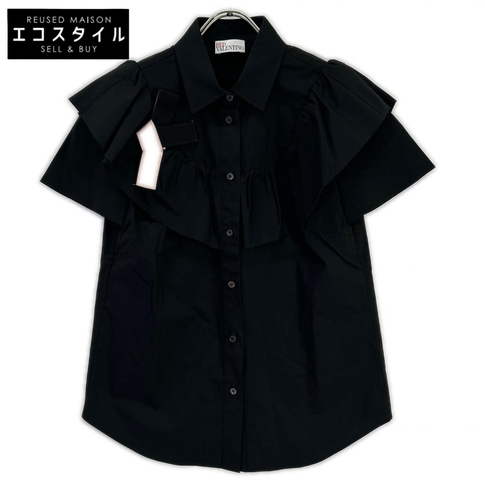 RED VALENTINO　レッドヴァレンチノ　VR0AAC150VU ブラック コットン リボン ブラウス　40