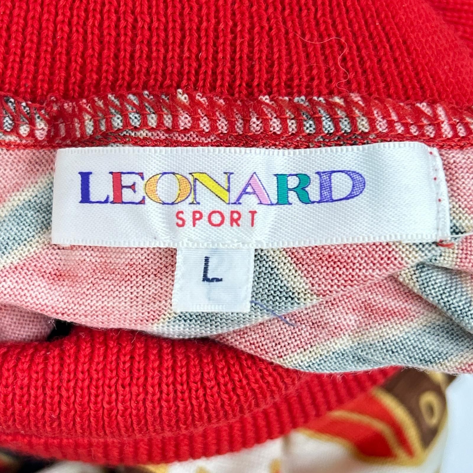 LEONARD レオナール レッド×アイボリー アニマル柄 タートルネック