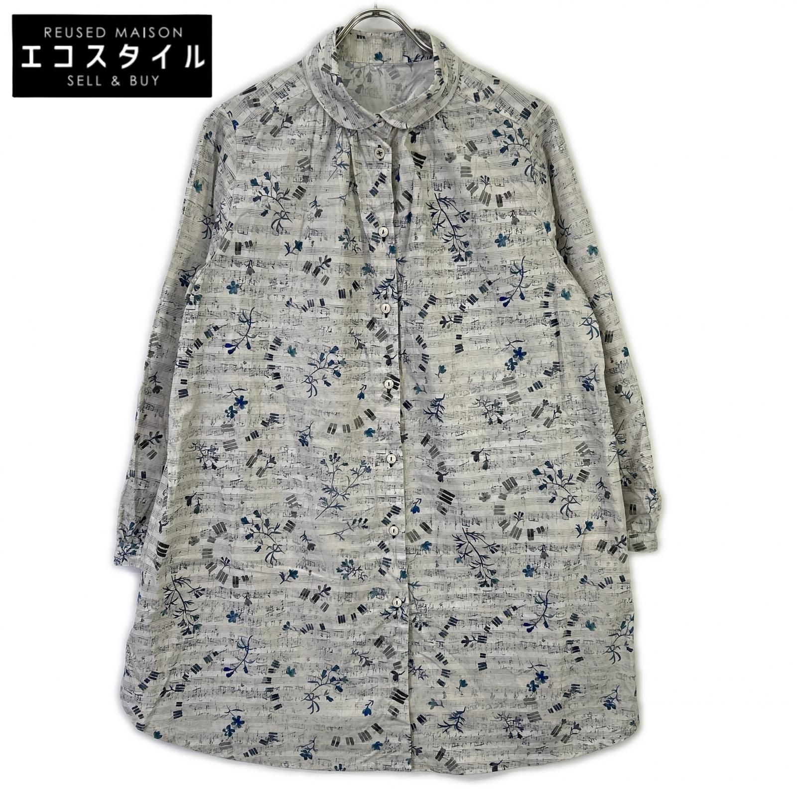 yesterday CROSS イエスタデークロス 【yesterday CROSS】KWYB94709AM グレー 鍵盤と花 フラワー シャツ M