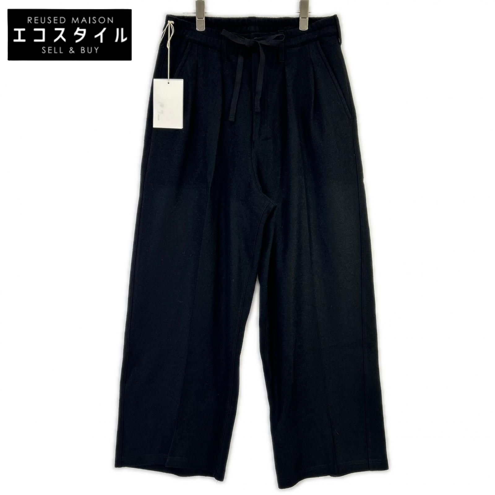 ANCELLM　アンセルム　25AW ANC-PT86-A ブラック WOOL WIDE EASY TUCK SLACKS　2