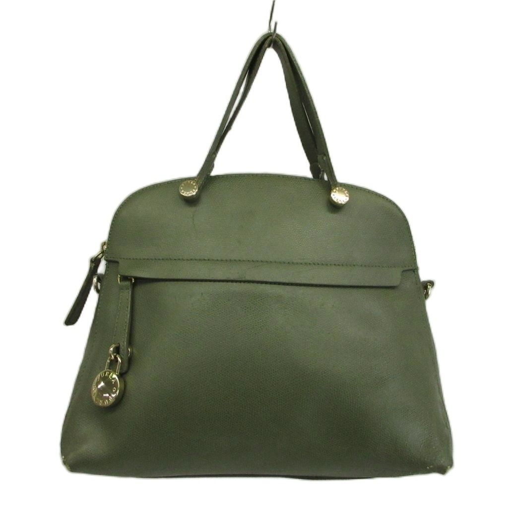 フルラ FURLA パイパー PIPER ハンドバッグ ショルダー 2WAY レザー ロゴ ゴールド金具 緑 グリーン /XZ ■GY18