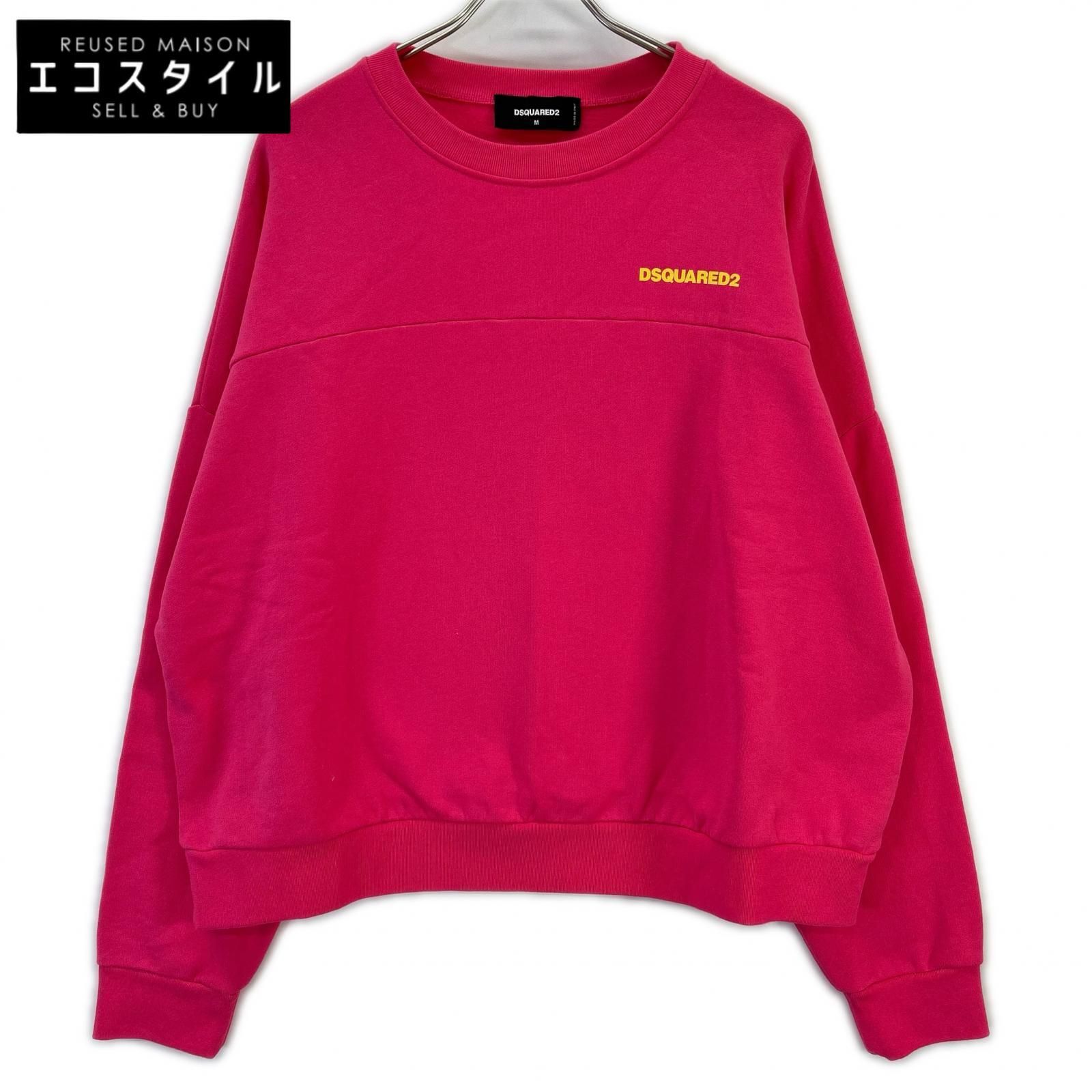 DSQUARED2　ディースクエアード　S72GU0406 ピンク ロゴプリント クルーネックスウェット　M