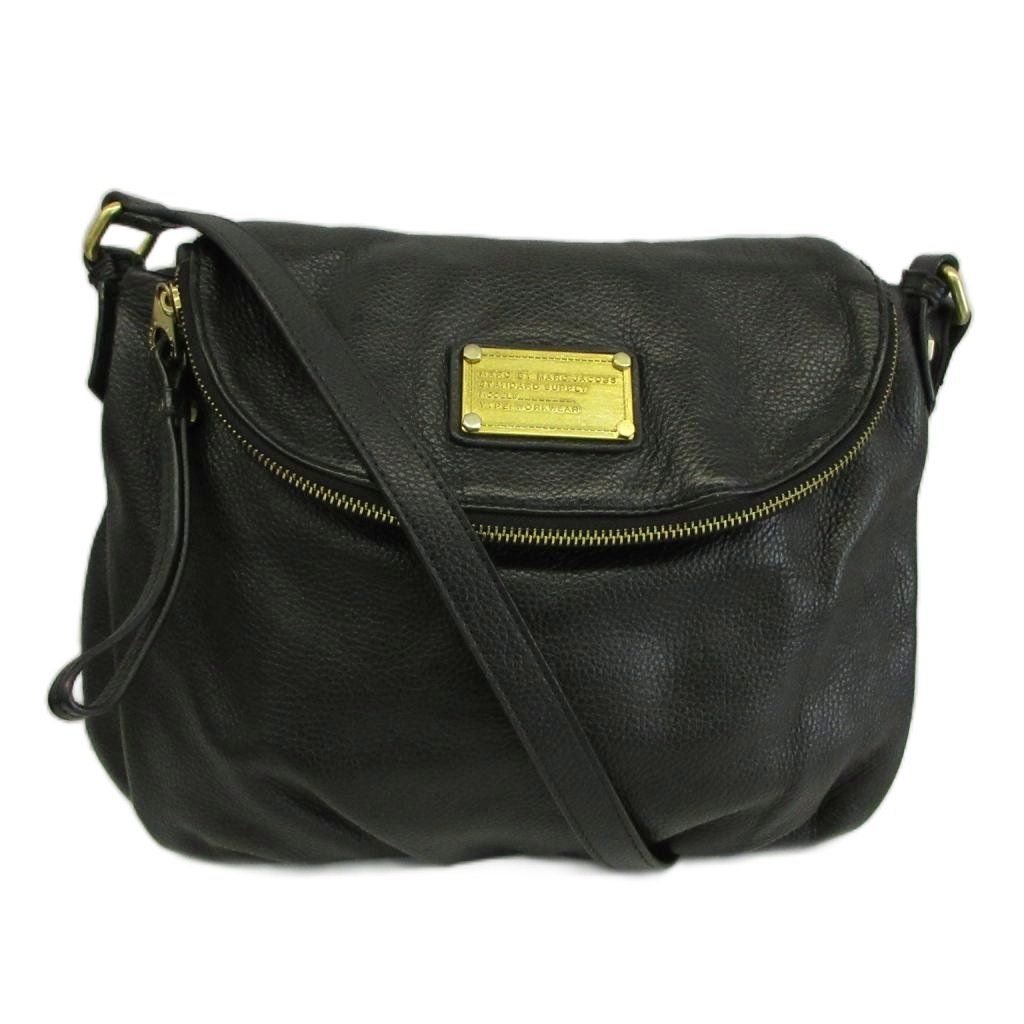 マークバイマークジェイコブス MARC by MARC JACOBS クラシック キュー ナターシャ Classic Q Natasha ショルダーバッグ レザー フラップ ロゴプレート ゴールド金具 黒 ブラック /XZ ■GY06