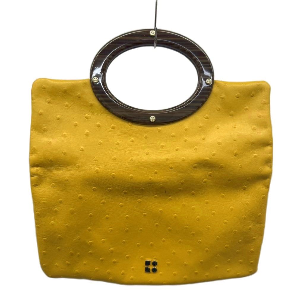 ケイトスペード KATE SPADE ハンドバッグ オーストリッチ レザー ロゴ 黄色 イエロー /XZ ■GY06