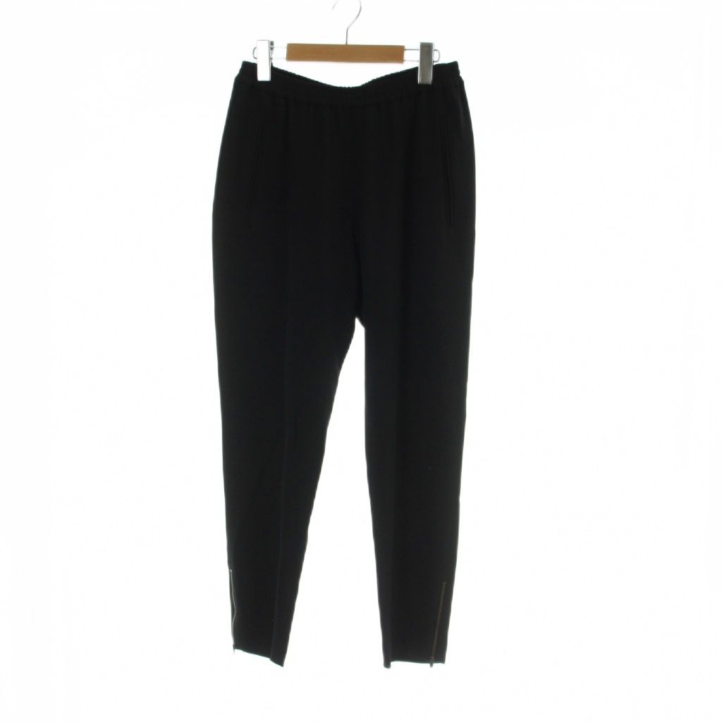 ステラマッカートニー STELLA McCARTNEY スラックス パンツ 裾ジップ ロゴ 38 S 黒 ブラック ■GY69 /MQ