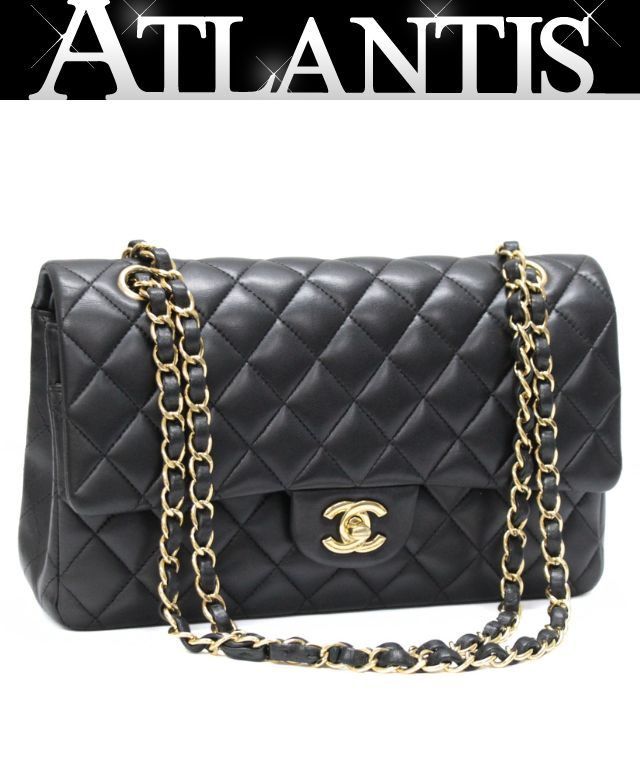 シャネル CHANEL ぷくぷく！ マトラッセ25 チェーンショルダーバッグ ラム 黒 G金具 22番台 【74778】