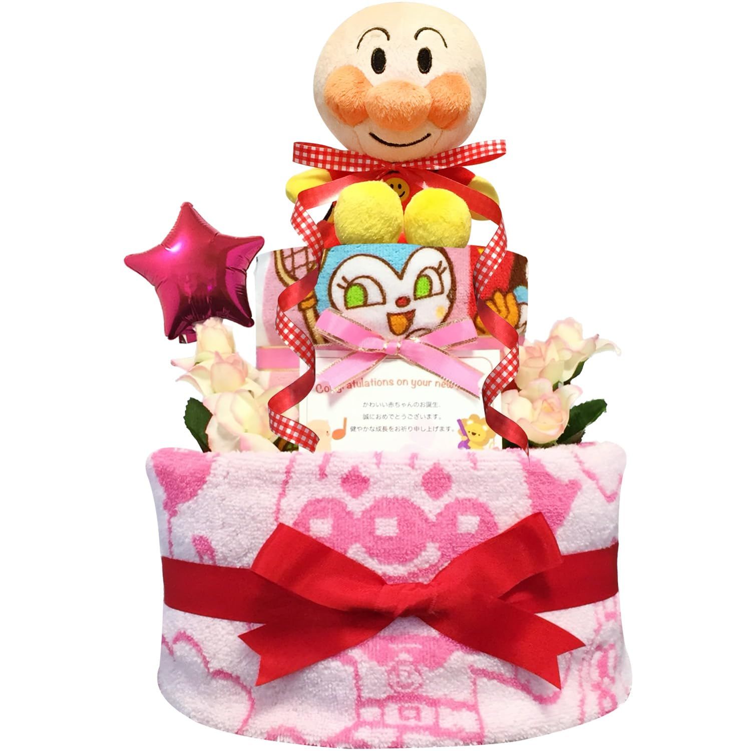 KanonBabys おむつケーキ 女の子 出産祝い 赤ちゃん 誕生日 ベビーシャワー ギフト 2段 Sサイズ anp2111 [ご出産祝い・新生児用にオススメおむつサイズＳ]