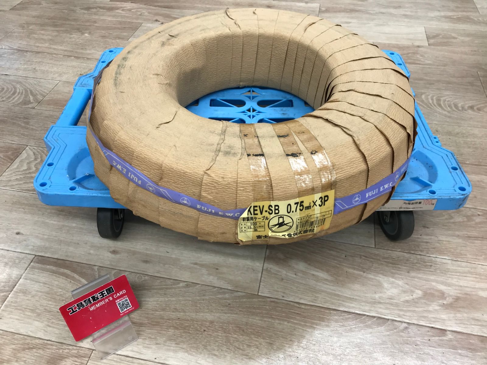【中古品】【0918】富士電線 ★切売販売★ ラバロンVCT 600V ソフトビニルキャブタイヤ丸形ケーブル 2心 3.5m㎡ 1m単位切り売り ラバロンVCT3.5×2C　ITQW831T9WK2
