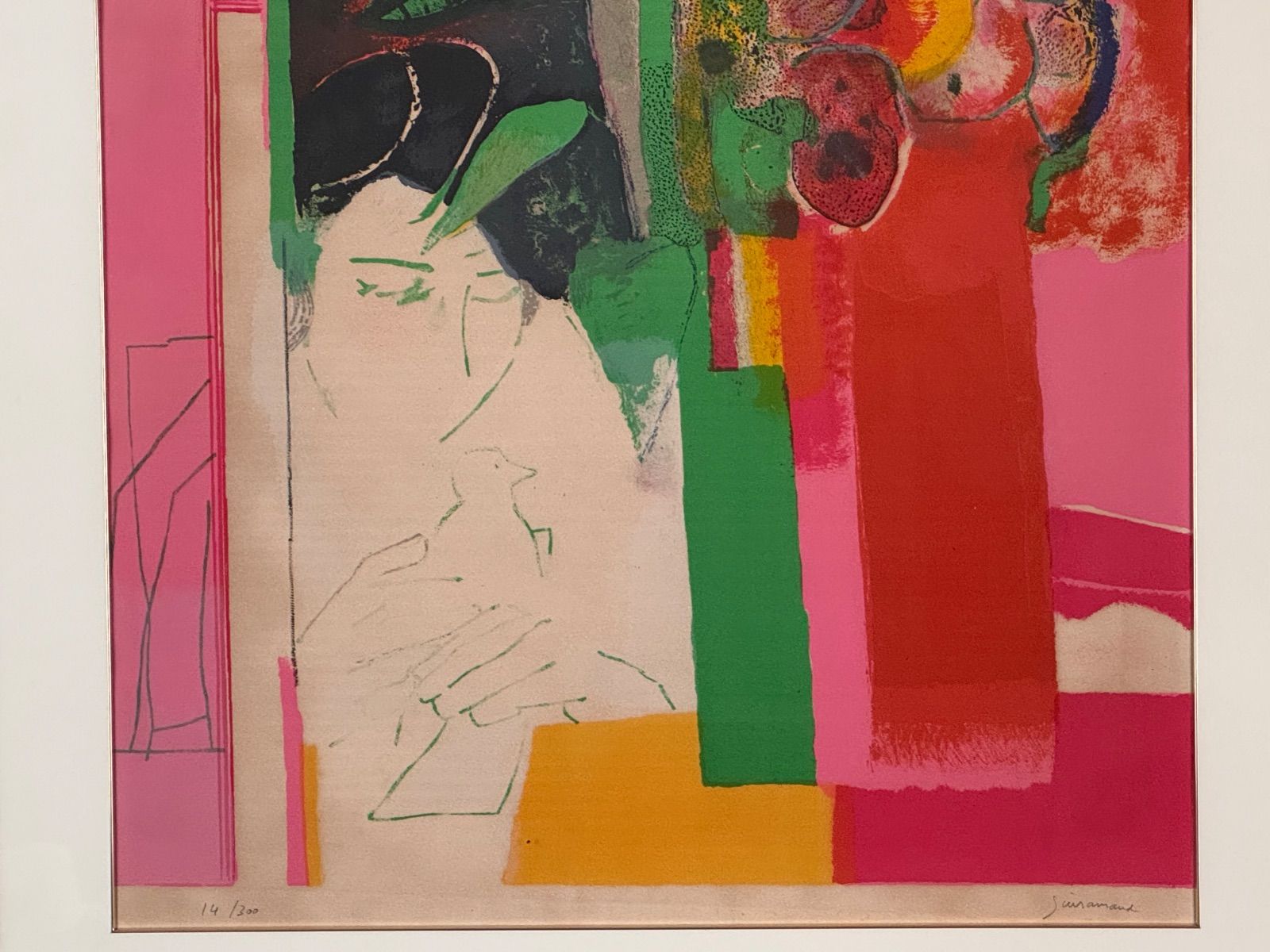 ポール・ギアマン「花・鳥・女」大判 リトグラフ 40号 フランスの画家