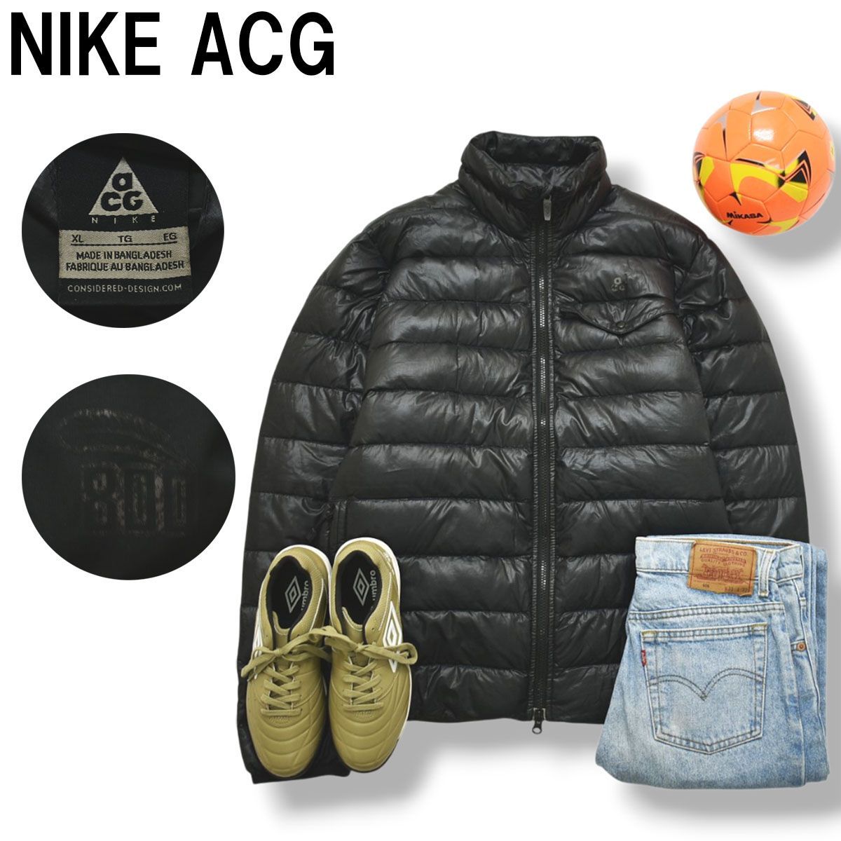 【極暖】 ナイキ エーシージー NIKE ACG 800FP フィルパワー キルティング ダウン ジャケット ブルゾン ジャンパー ウィンドブレーカー XL ブラック アウトドア スポーツ メンズ