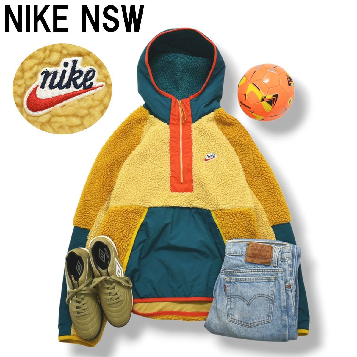 ナイキ NIKE NSW HE HOODIE HZ WINTER ハーフジップ ボア フリース プルオーバー パーカー ジャケット L マルチカラー ストリート スポーツ カジュアル メンズ