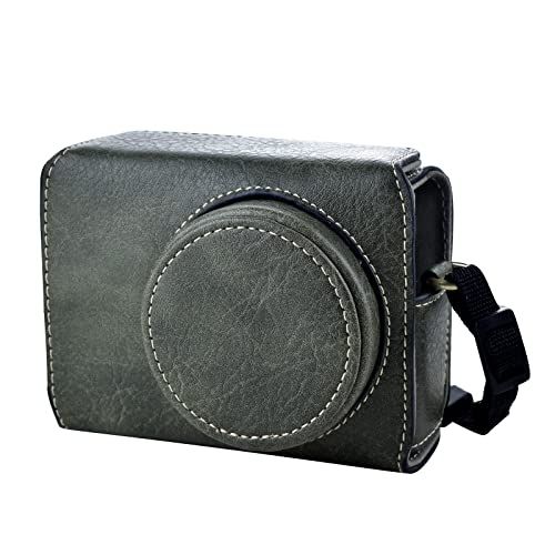 Rieibi Ricoh GR III ケース - ビンテージPUレザーカメラケース リコー GR III GRIII GR3 デジタル一眼レフカメラ用 - ストラップ付き保護ケース - グリーンY e1a7cca6
