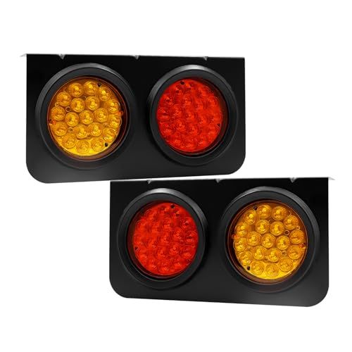 X-STYLE トラック テールランプ 24V 黄 赤 2連 LED ブレーキランプ 高輝度 防水 警告ランプ 尾灯 汎用 2個セット送料無料 f11574df