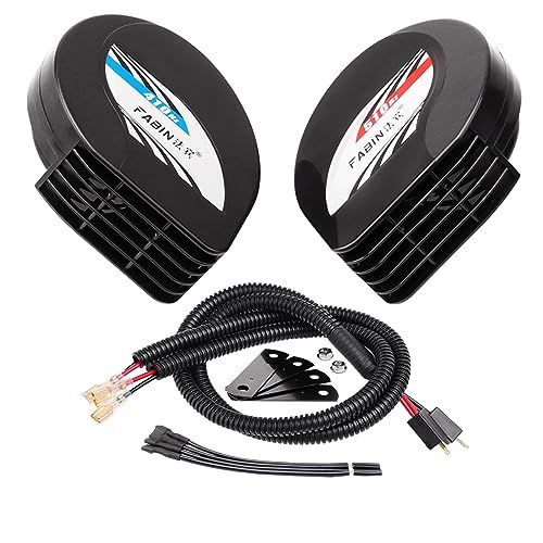 FARBIN 車ホーン 薄型コンパクト 118dB 12V 2個入+汎用スピーカーブランチハーネス 高級セダンサウンド トヨタ/ホンダ/日産/スズキなどの自動車に適用されます (12V, コンパクトなホーン+汎用二股分岐ハーネス)送料無料 81feaa43