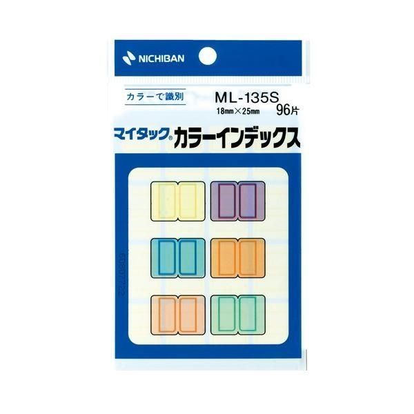 (まとめ) ニチバン マイタック カラーインデックス小 18×25mm 6色 ML-135S 1パック（96片：各色16片） 〔×100セット〕