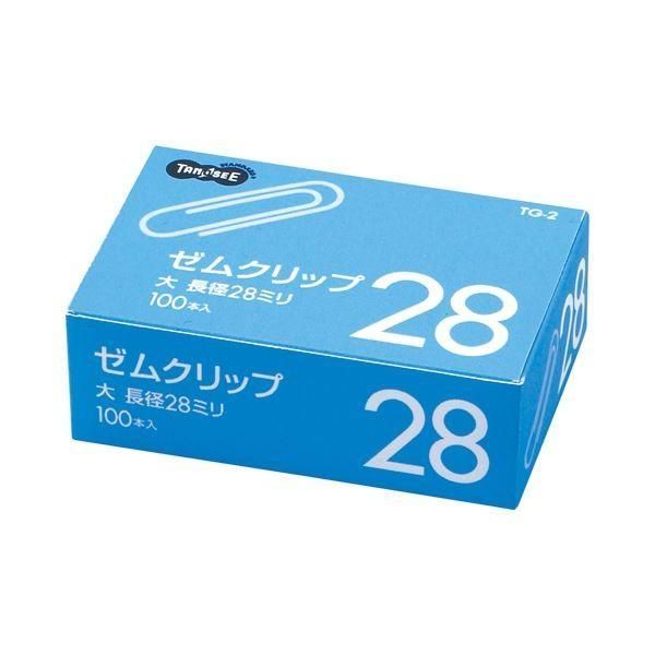 (まとめ) TANOSEE ゼムクリップ 大 28mm シルバー 1箱（100本） 〔×300セット〕