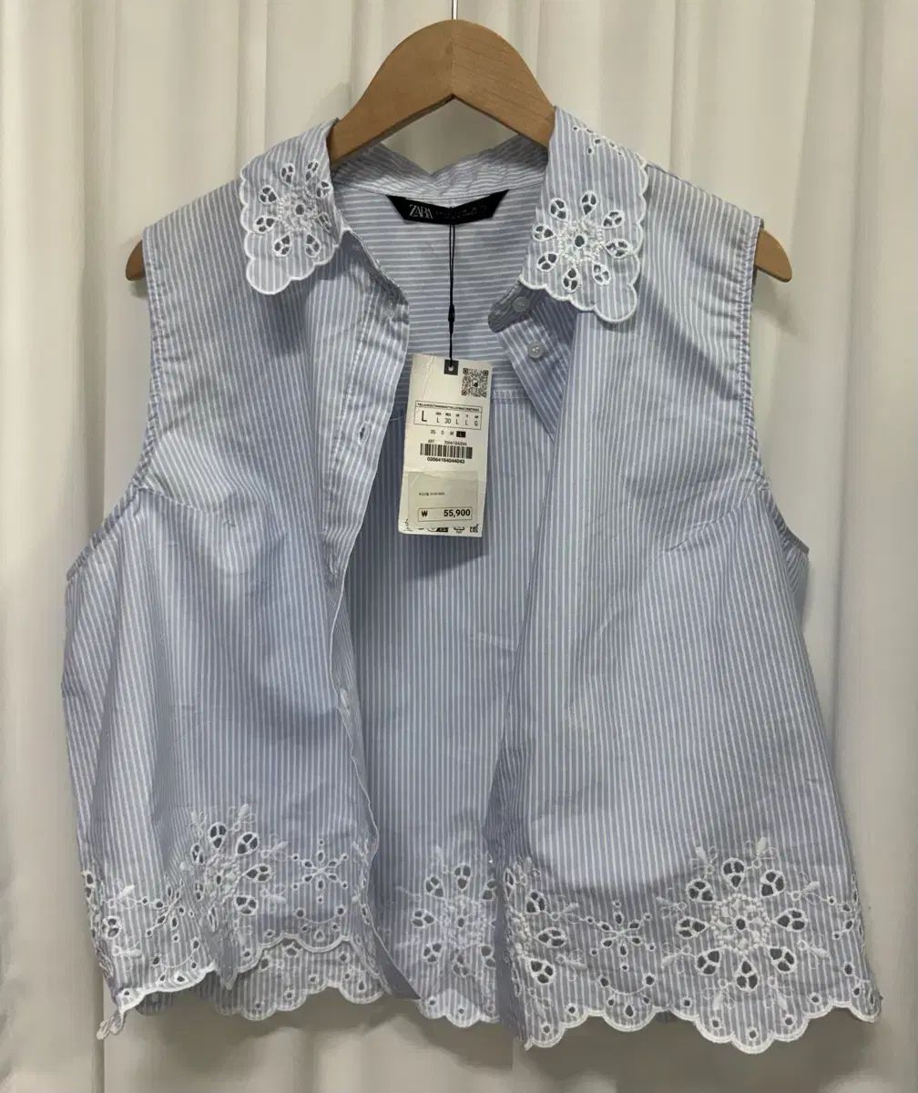 新品 ザラ エンブロイダリー レース スリーブレス シャツ ZARA