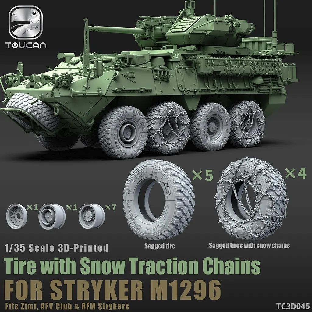 【新品】プラモデル 1/35 ストライカーM1296用 スノーチェーンタイヤ ディティールアップパーツ [TC3D045]