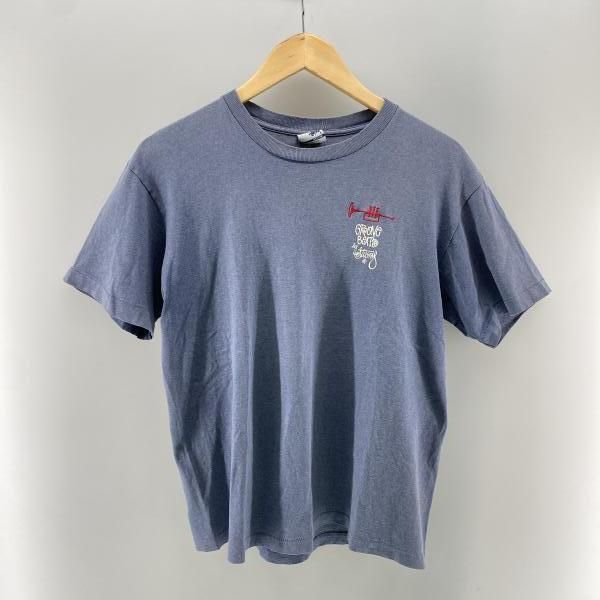 【中古】STUSSY 90-00s USA製 トランペット刺繍 S/S Tee ブルー M ステューシー[24]