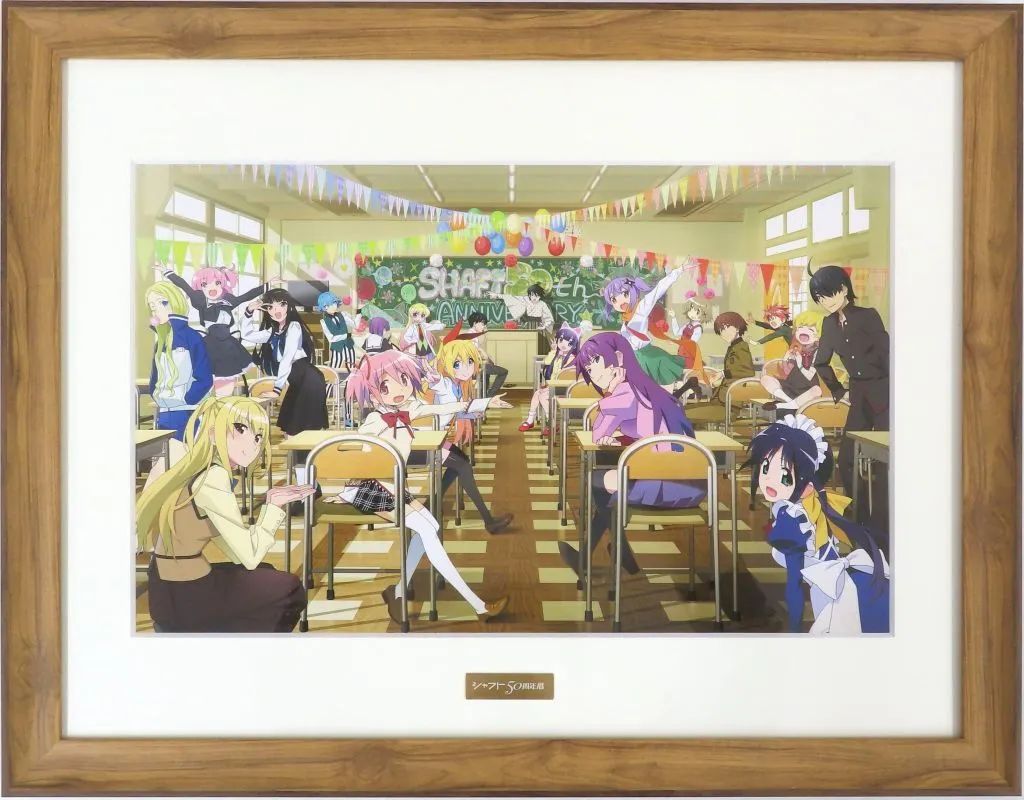 【中古】原画イラストボード 付属品付)シャフト50周年展 イベントキービジュアル　キャラファイングラフ
