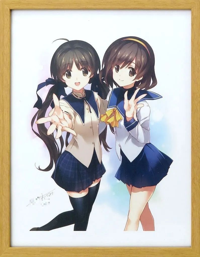 【中古】原画イラストボード メモリーズオフLast Memories　直筆サイン入り　額装イラスト