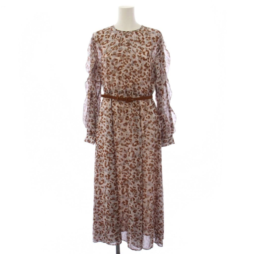 アナイ ANAYI 25AW レオパードプリントフリルスリーブワンピース 長袖 
