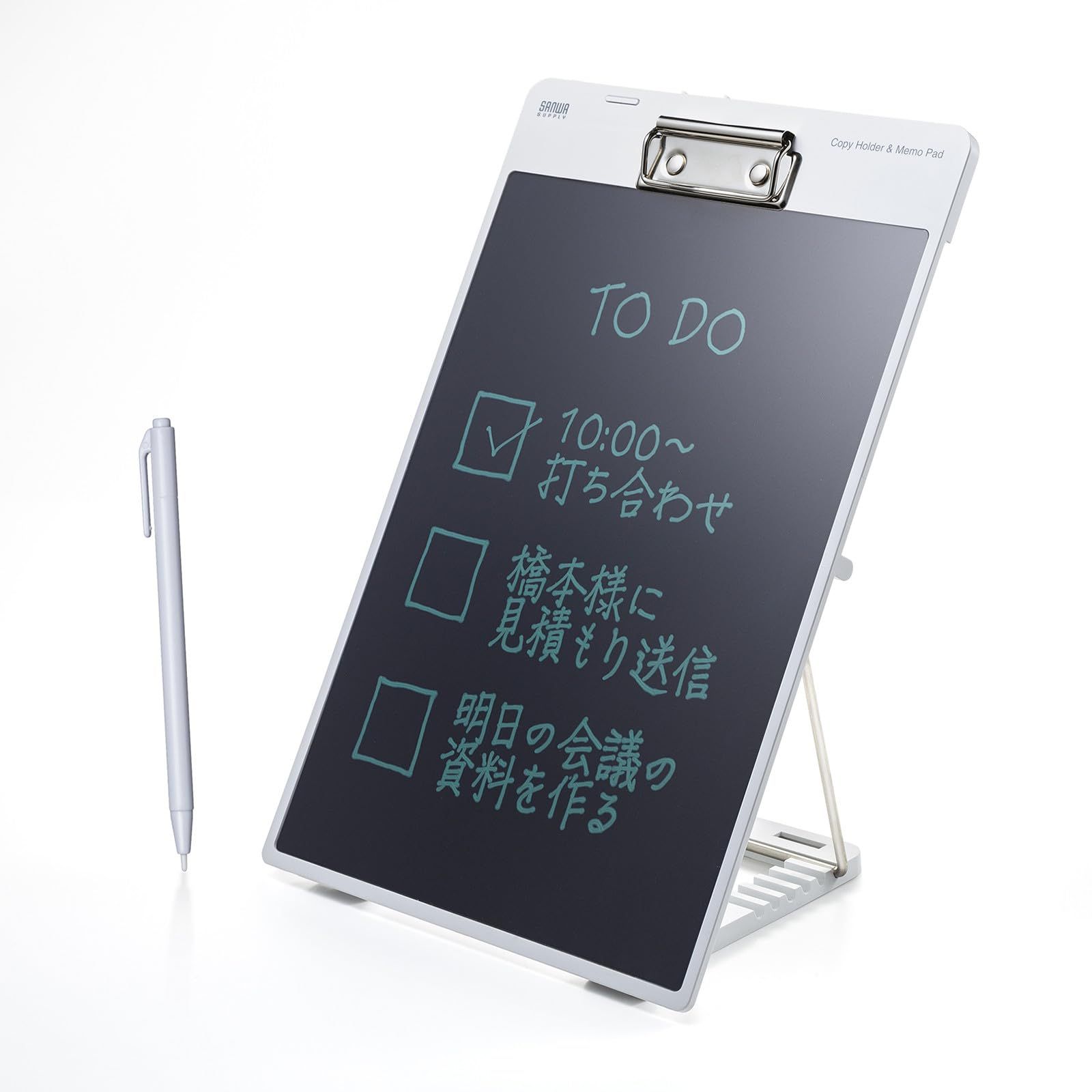 【在庫セール】サンワサプライ クリップ付き電子メモパッド（ホワイト） DH-320W