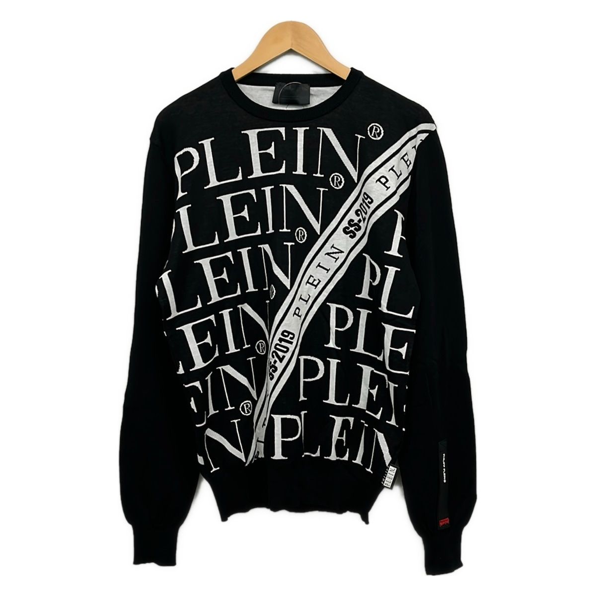 PHILIPP PLEIN(フィリッププレイン) 長袖セーター サイズXL メンズ美品 - 黒×白 クルーネック