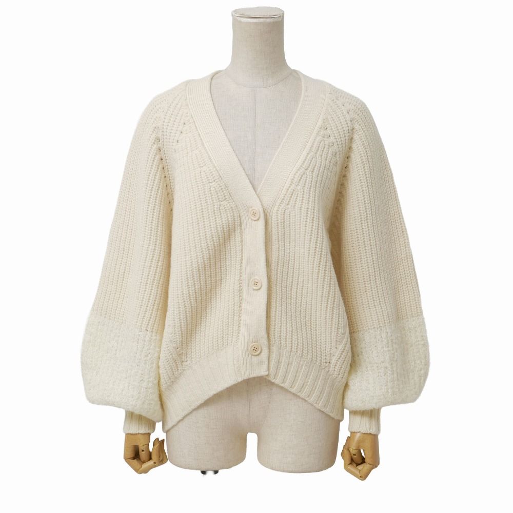 ■未使用品■BLUE LABEL CRESTBRIDGE ブルーレーベルクレストブリッジ ブークレーMIXホールガーメントカーディガン ニット サイズ38 パフスリーブ モヘヤ混 20260520/RA9476