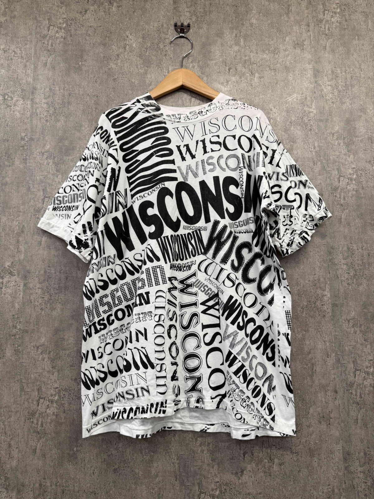 90s 総柄 WISCONSIN/ウィスコンシン プリントTシャツ