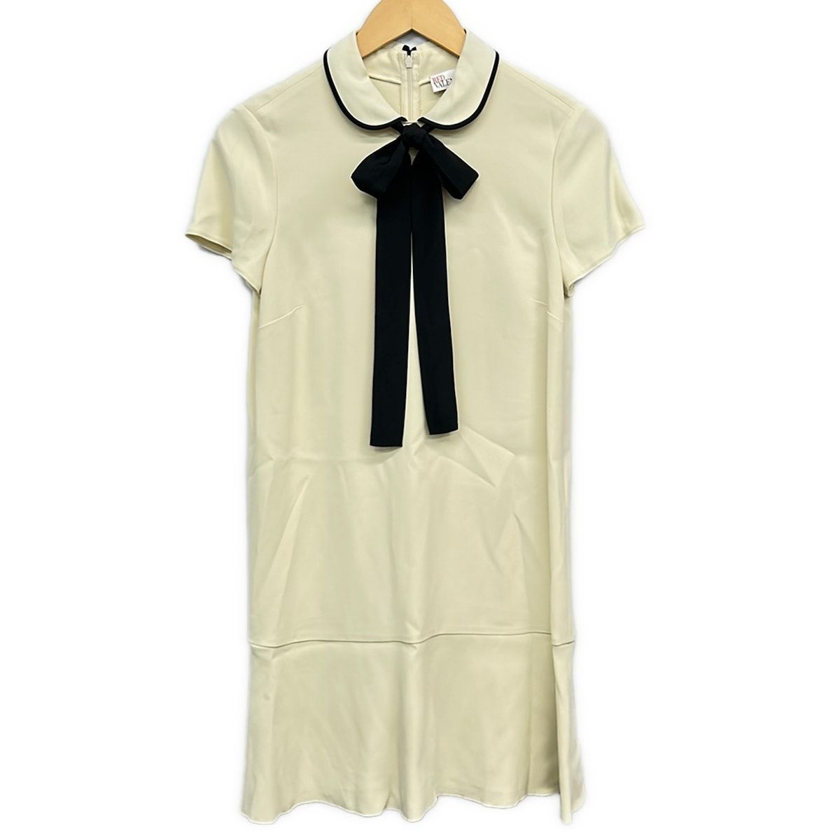 RED VALENTINO(レッドバレンチノ) ワンピース サイズ38 M レディース美品 - アイボリー×黒 半袖/ひざ丈