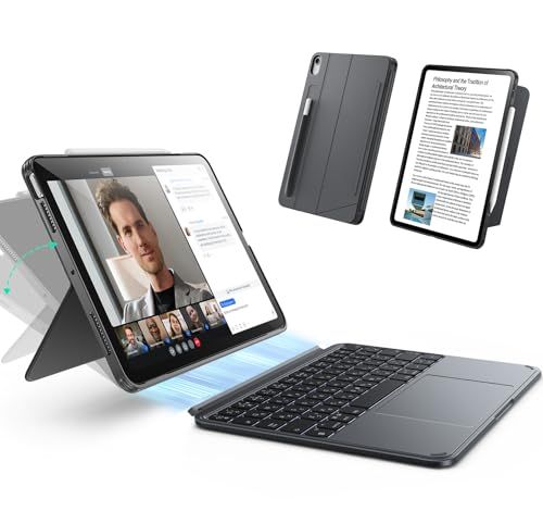 ESR Shift iPad キーボード付きケース, iPad Air 11インチ (M4/M3/M2) 2026/2025/2024、第5世代、第4世代 対応,マグネット脱着式キーボード、縦向き／横向きモード対応、大きいトラックパッド、バッ 7a74ebed