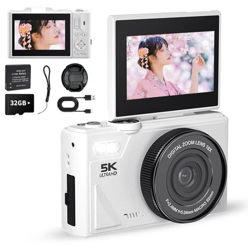 デジタルカメラ デジカメ WIFI対応 7500万画素・5K動画撮影 自撮り スマホ 転送 180°回転スクリーン 18倍ズーム ビデオカメラ AF機能 手ブレ補正 AF機能 3インチ大画面 32GBSDカード付き コンパクト 子供や初心者向け 子供の日 クp 10,619円