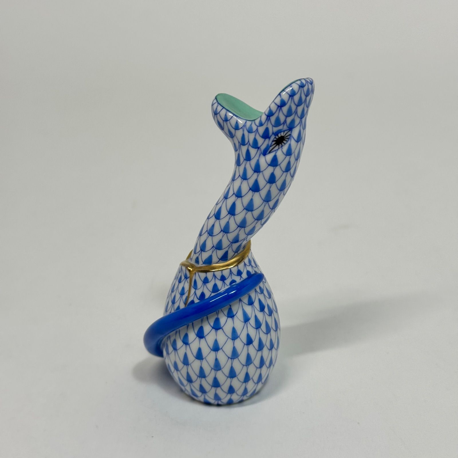 美品 HEREND ヘレンド フィギュリン ヘビ HEREND ヘレンド フィッシュネット「ヘビ」フィギュリン ブルー No.3