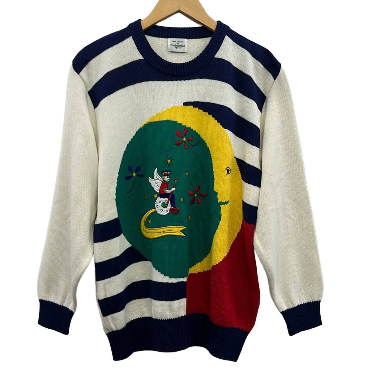 CastelbajacSport(カステルバジャックスポーツ) 長袖セーター サイズL メンズ美品 - 白×グリーン×マルチ クルーネック/刺繍 5,775円